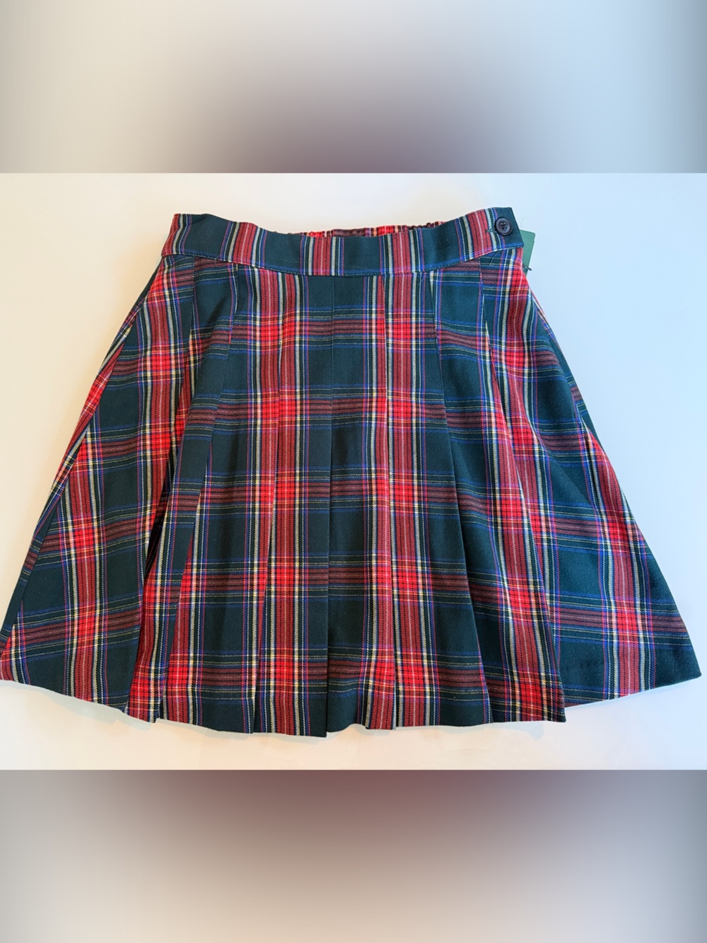 twik Red and Green Plaid Pleated Mini Skirt